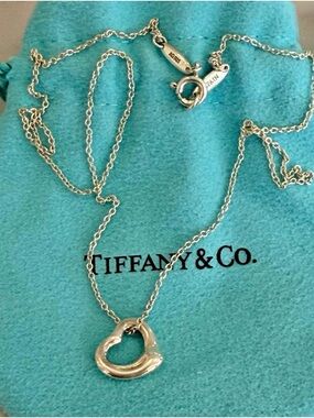 Tiffany & Co. Elsa Peretti Open Heart Necklace - Silver on Tiffany Blue